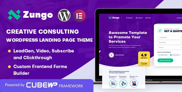 Zungo - Creative Consulting Business WordPress Landing Page Theme