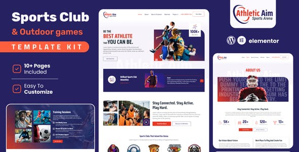 Athletic Aim – Sports Club & Outdoor Games Elementor Template Kit
